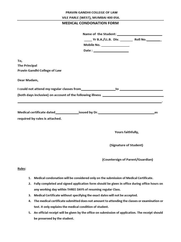 88 - Download - New Medical Condonation Form 2 | PDF