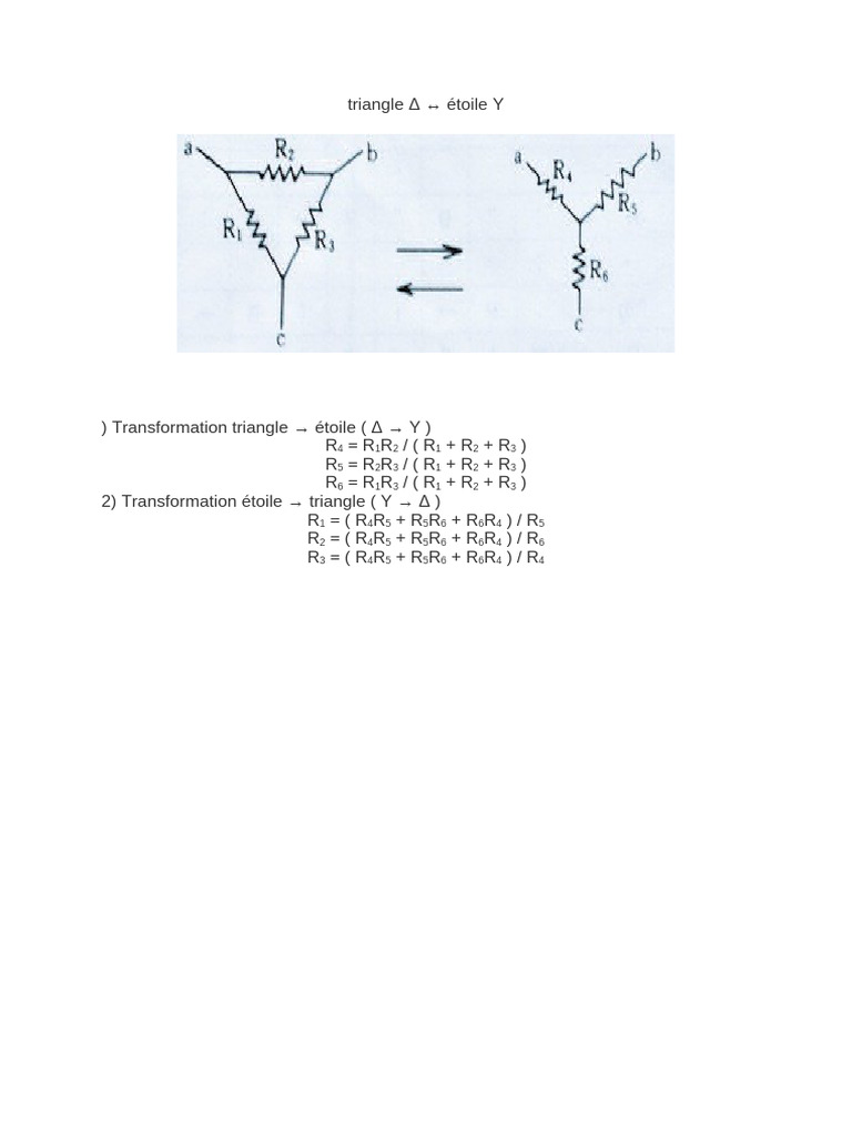 Triangle to Star Transformation Formulas | PDF