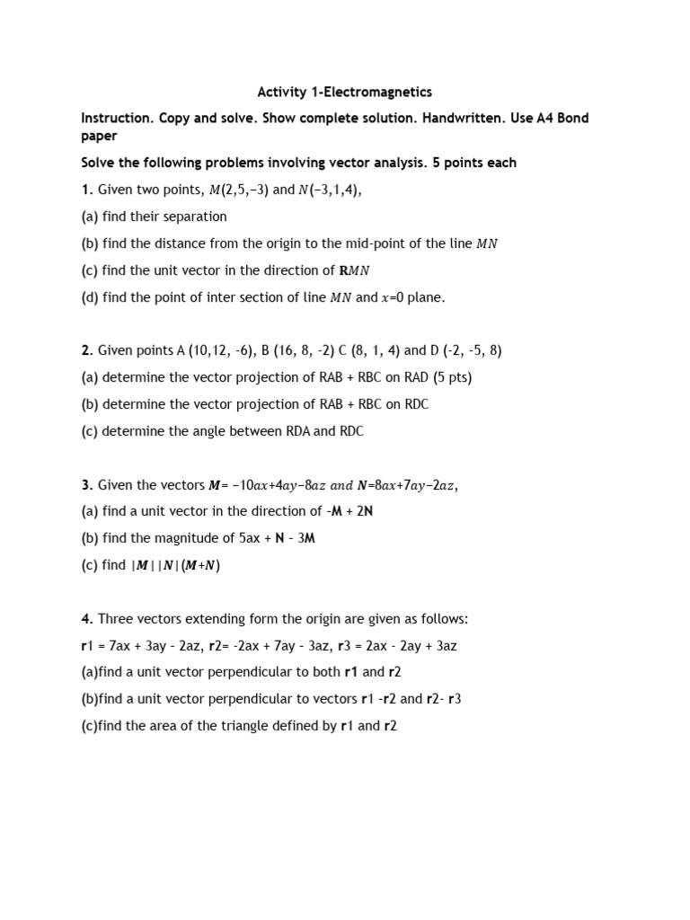 Vector Analysis Problems in Electromagnetics | PDF