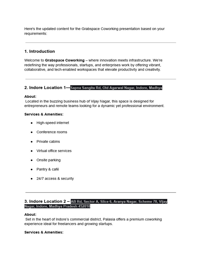 New PPT of Grab Space Sample | PDF