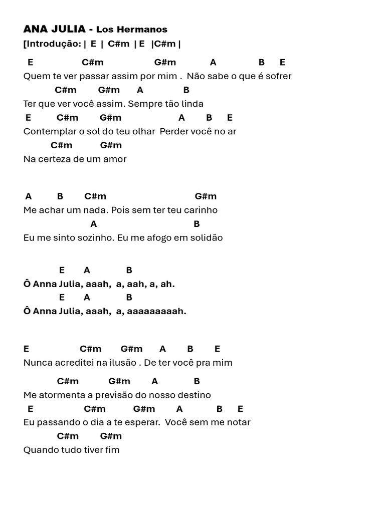 Cifras De Ana Júlia Los Hermanos Pdf