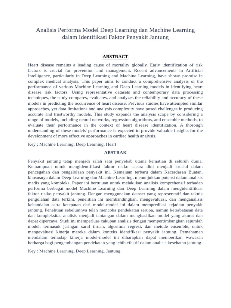Performa Deep Learning vs Machine Learning Penyakit Jantung | PDF