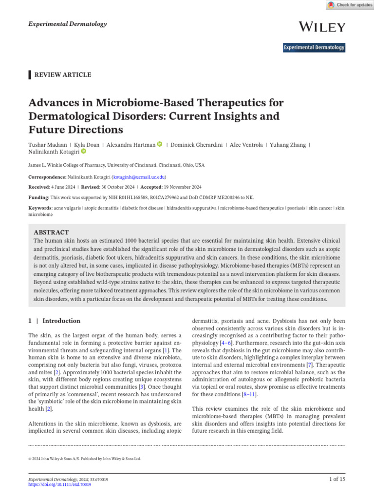 ARTIGO 15 Madaan2024 (Advances in Microbiome Based Therapeutics For ...