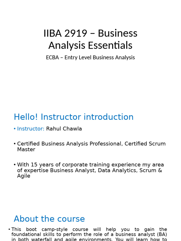 IIBA - 2919 - Business Analyst Essentials (BA 10) | PDF | Business ...