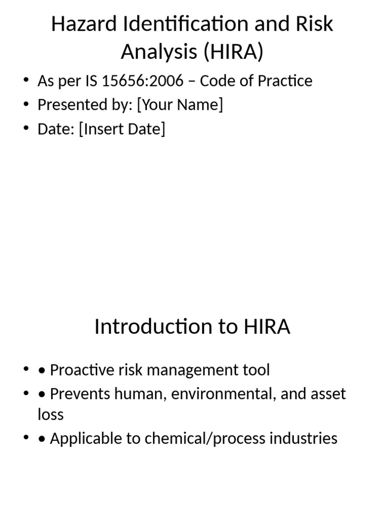 HIRA Training Overview and Guidelines | PDF | Risk | Hazards