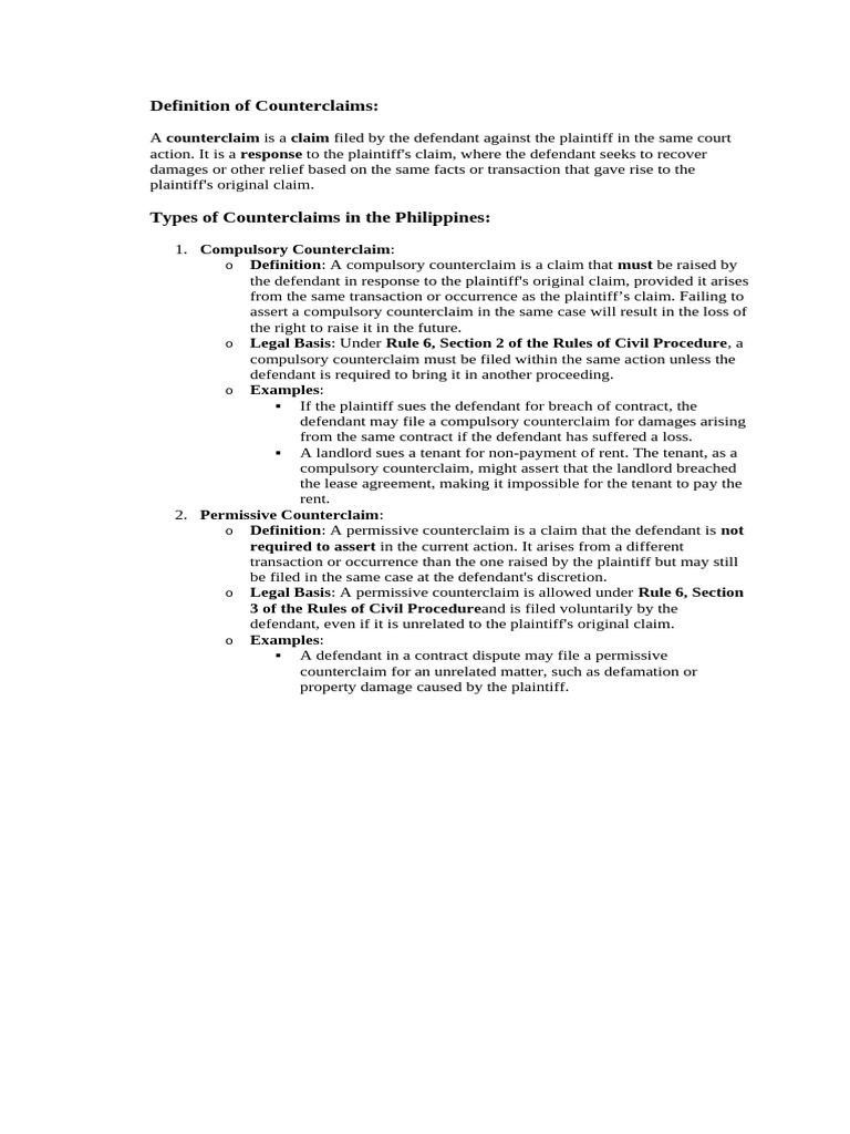 Understanding Counterclaims in Law | PDF