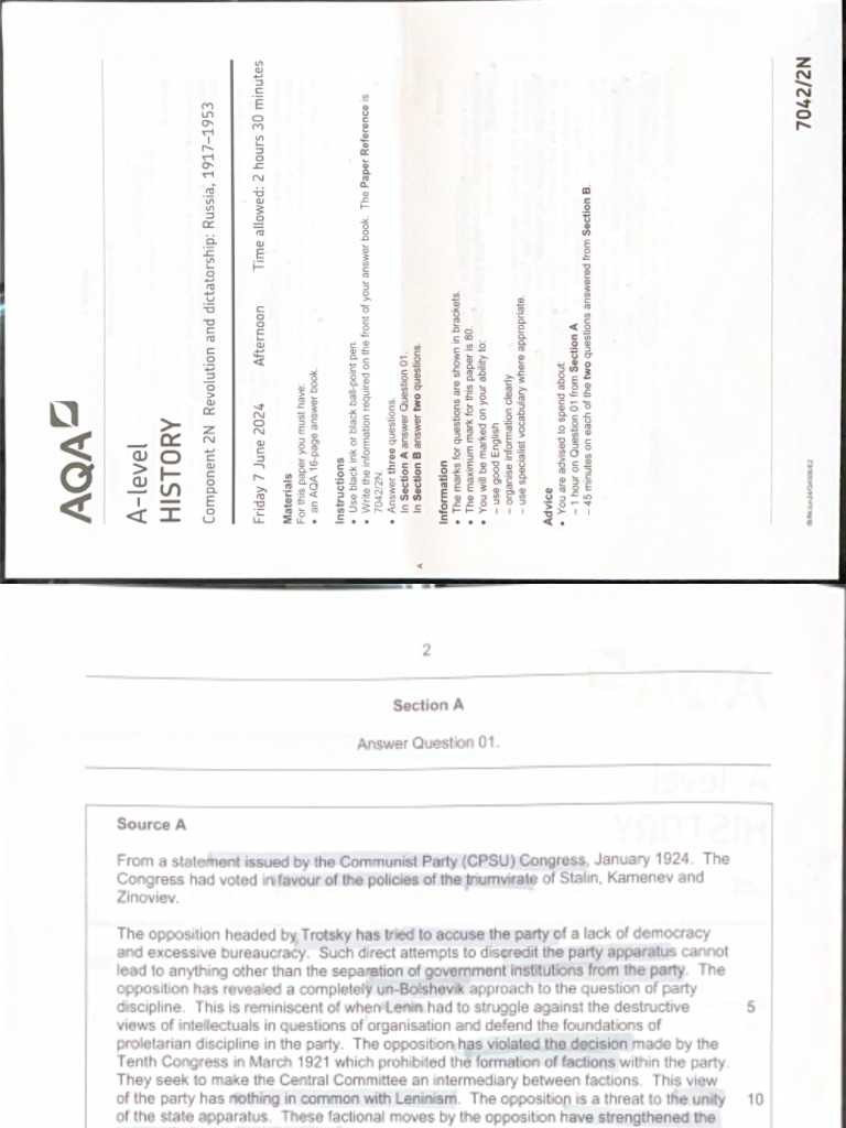 Aqa A Level History 2N Russia 2024 | PDF