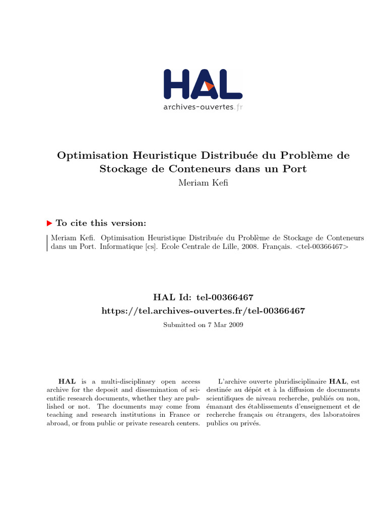 Optimisation du Stockage de Conteneurs | PDF | Transport | Conteneurisation