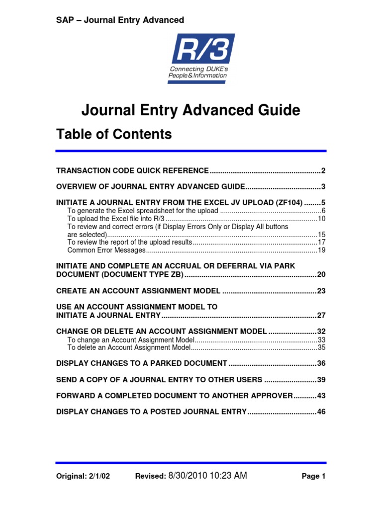 SAP Journal Entry Advanced Guide | PDF