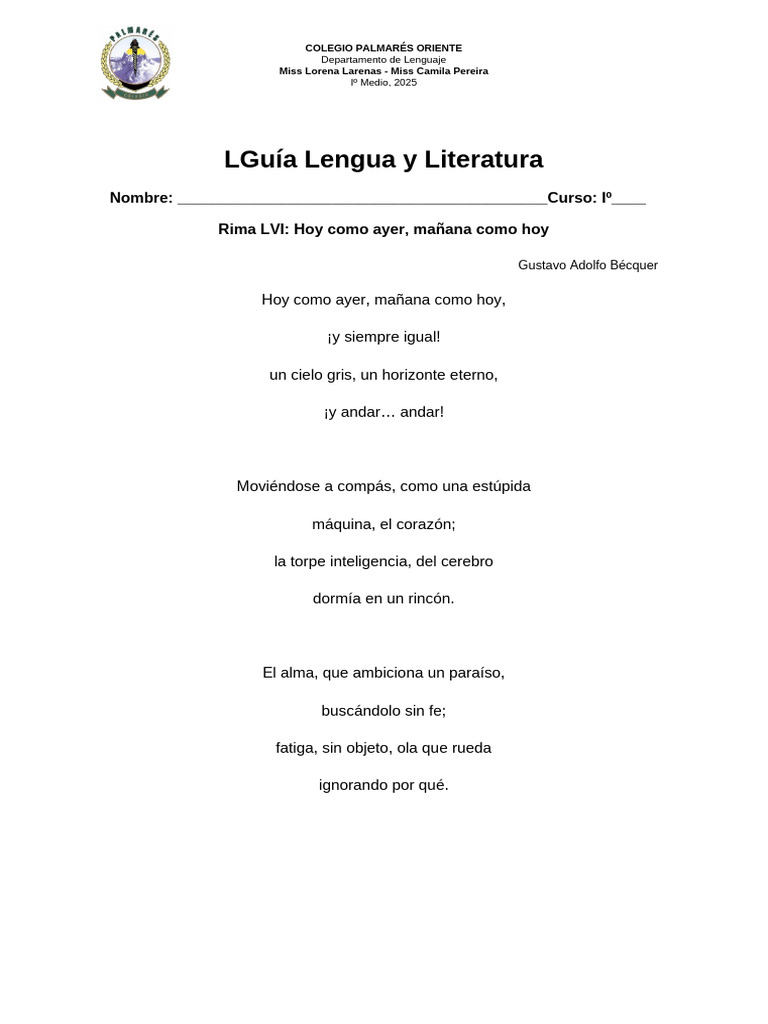 Guía Iº RIMA LVI | PDF | Poesía