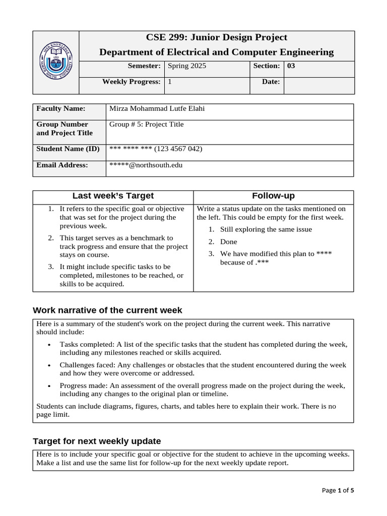 CSE 299 Weekly Progress Reports | PDF