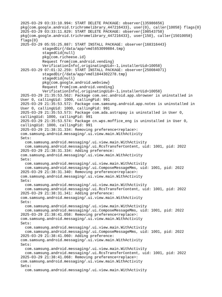 App Installation and Deletion Logs | PDF | System Software | Computing