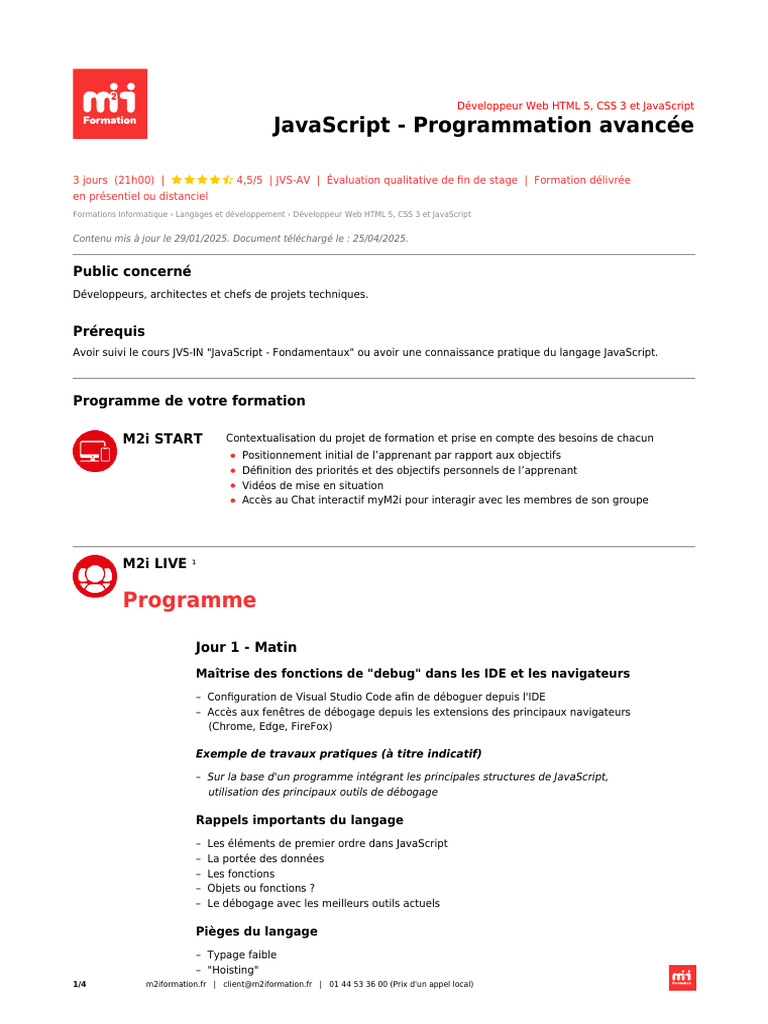 Formation Avancée JavaScript M2i | PDF | JavaScript | Programmation web