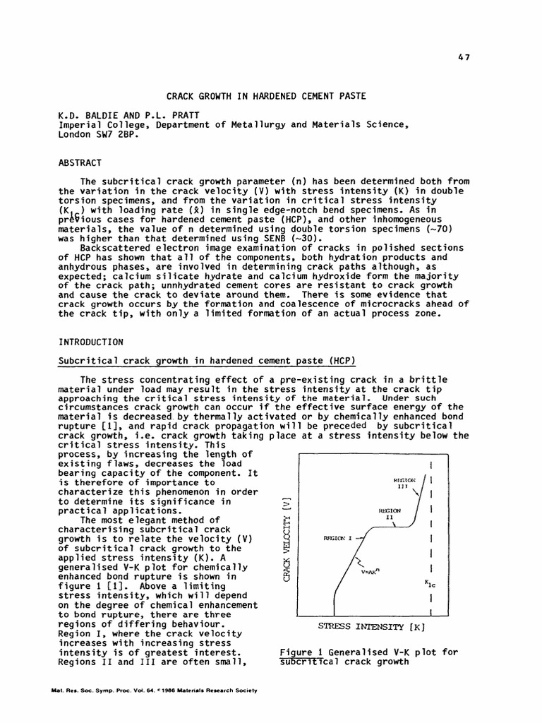 Subcritical Crack Growth in Cement Paste | PDF | Fracture | Creep ...