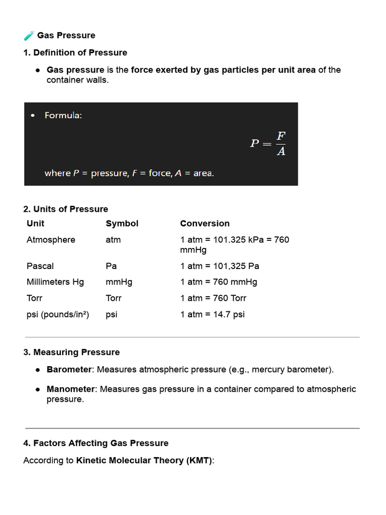 Notes - Gas Pressure 24-04-25 | PDF
