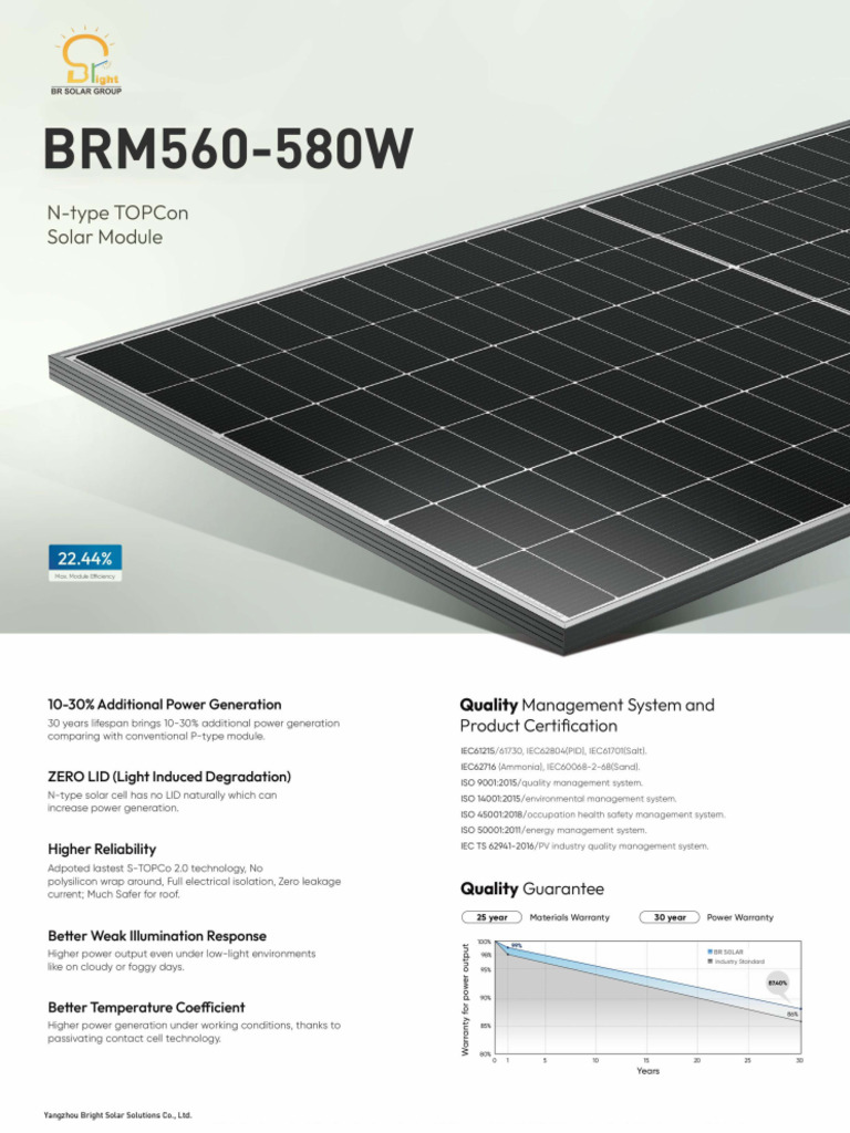 BR N Type TOPCon 144 Half Cells 560 580W | PDF