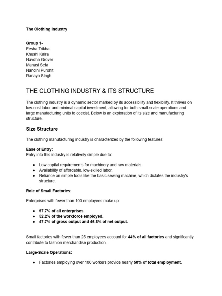 Group 1 - The Clothing Industry | PDF | Clothing | Clothing Industry