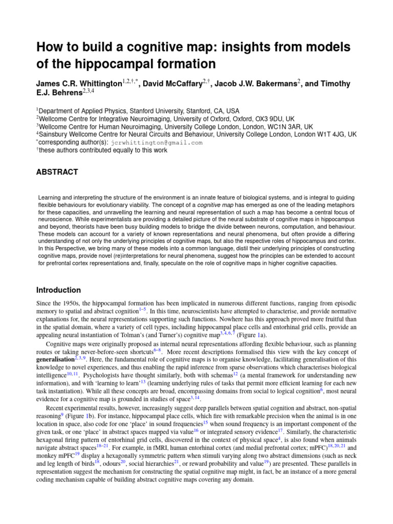 How To Build A Cognitive Map | PDF | Hippocampus | Matrix (Mathematics)