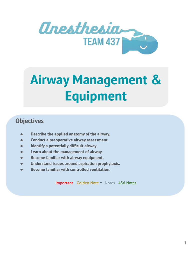 Airway Management Techniques and Tools | PDF | Respiratory Tract ...