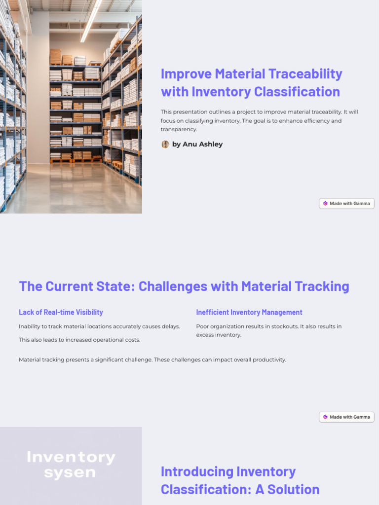 Improve Material Traceability With Inventory Classification Pdf