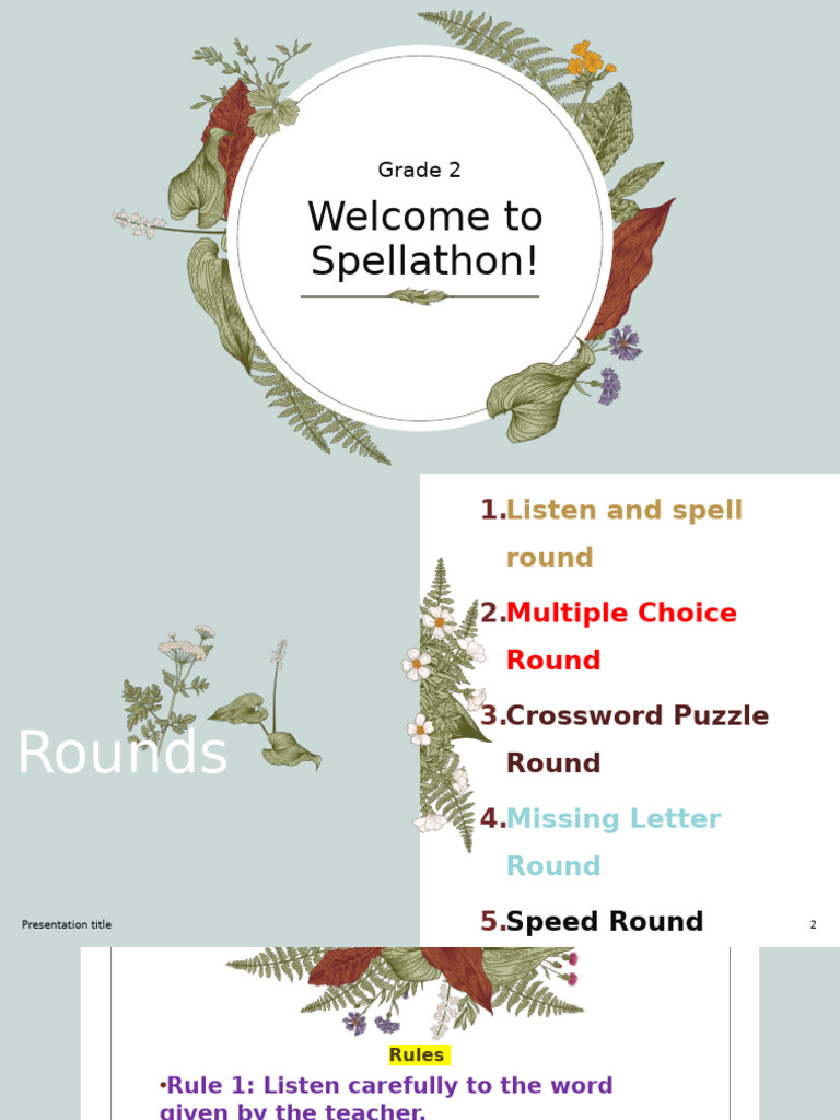Grade 2 Spellathon Competition Guide | PDF | Puzzles | Spelling