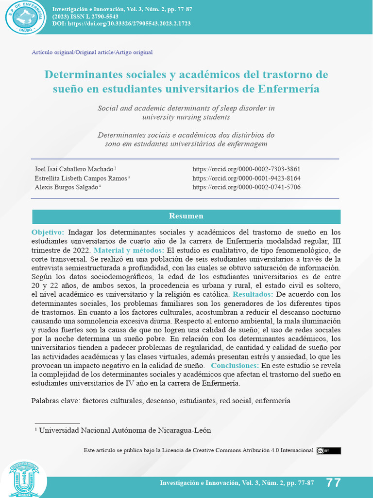 Trastornos del Sueño en Estudiantes de Enfermería | PDF | Dormir ...