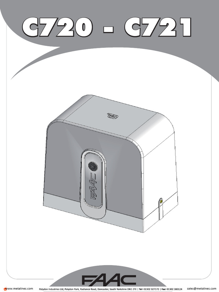 FAAC C720/C721 Installation Manual PDF Screw Switch — free download