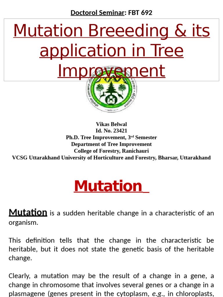 Mutation Breeding in Tree Improvement | PDF | Mutation | Mutagenesis