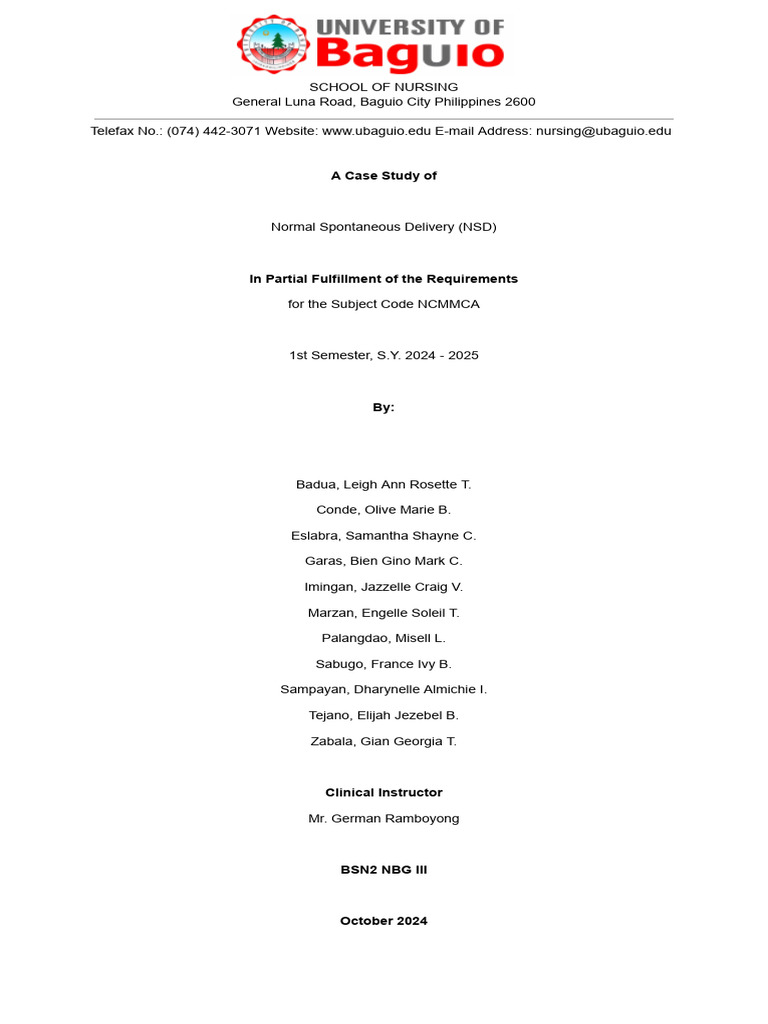 Normal Spontaneous Delivery Case Study | PDF | Labia | Vagina