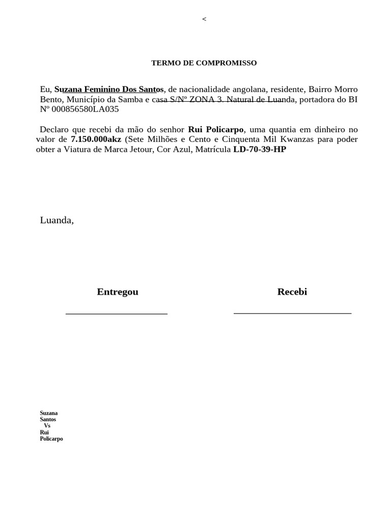 Termo de Compromisso de Pagamento | PDF