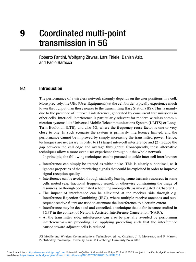 5G Coordinated Multi-Point Transmission | PDF | Cellular Network | Mimo