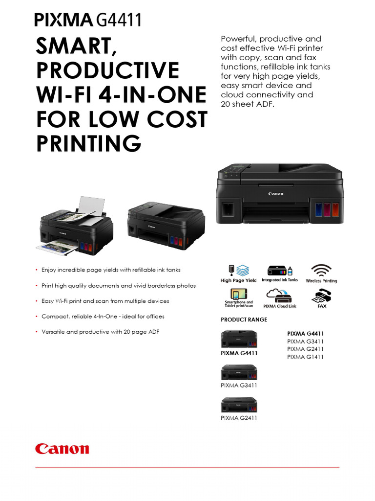 Canon PIXMA G4411 Printer Overview | PDF | Image Scanner | Printer ...
