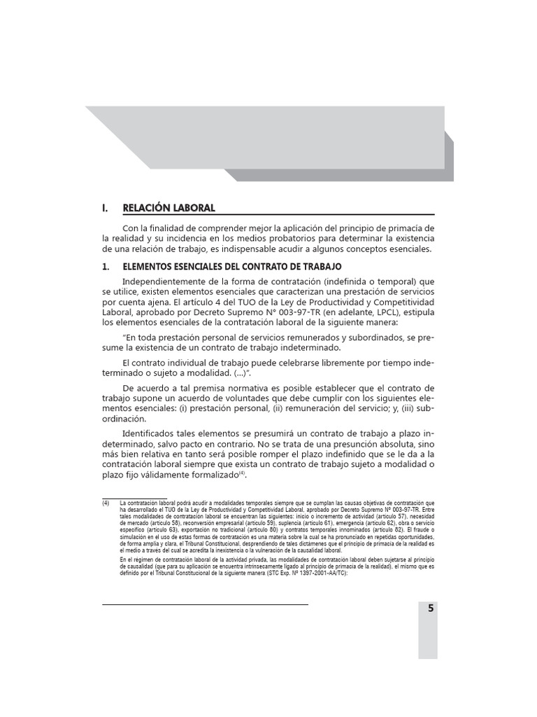 Primacía de la realidad en relaciones laborales | PDF | Derecho laboral ...