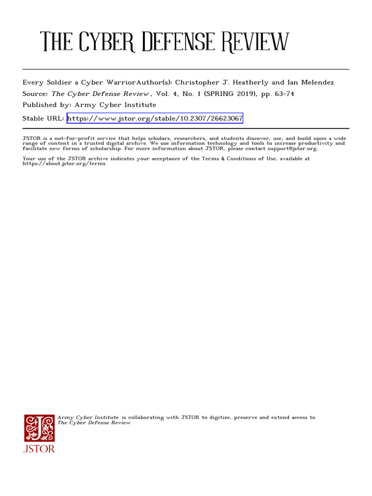 Every Soldier A Cyber Warrior | PDF | Cyberwarfare | Security