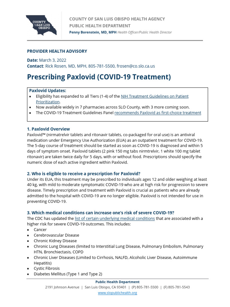 03 03 2022 Paxlovid Update and FAQ | PDF | Immunodeficiency | Medical ...