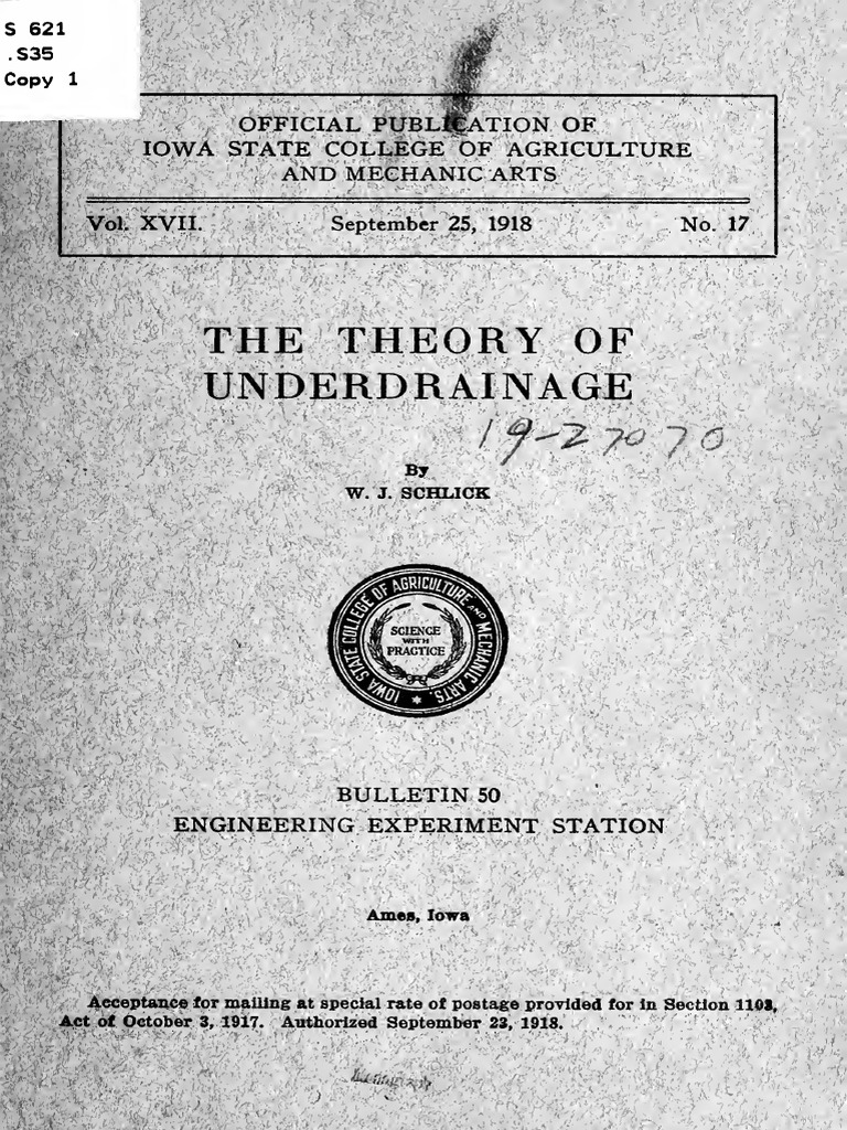 The Theory of Underdrainage 1918 | PDF | Business | Science