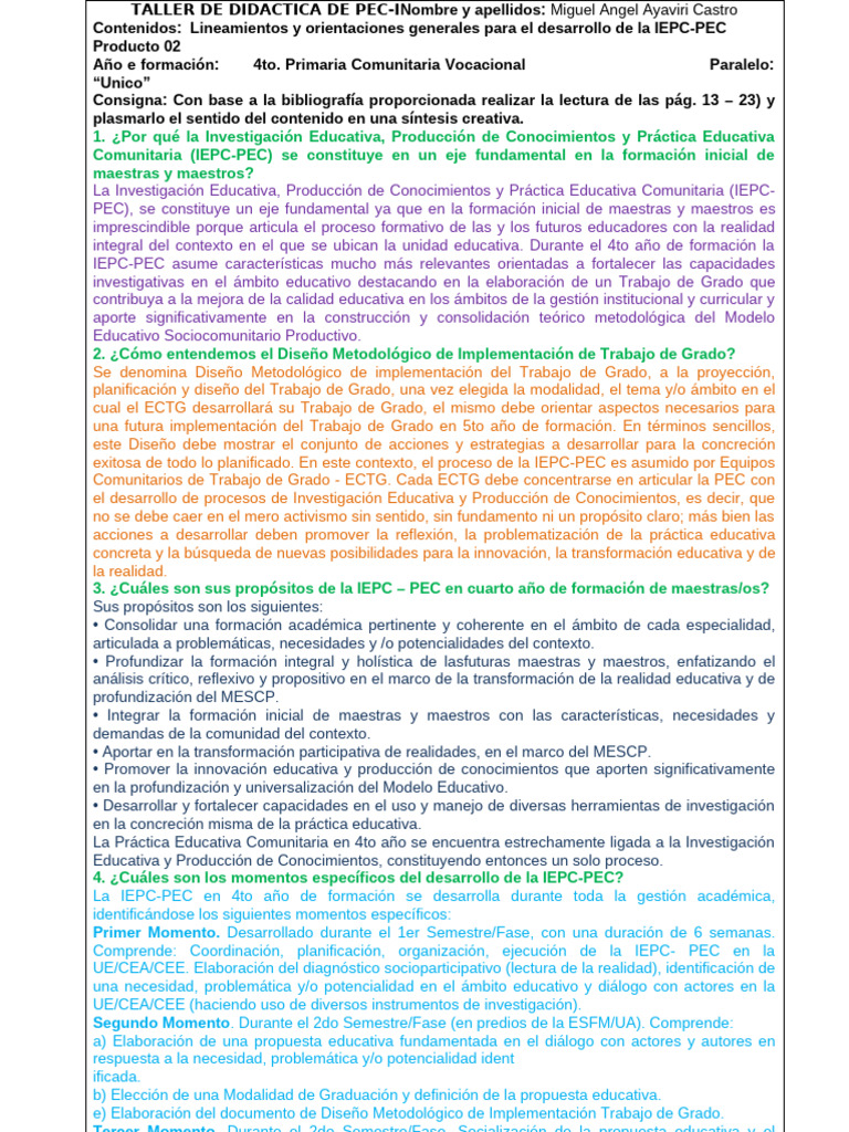 Producto 2 Td-Pec - I 4to PCV | PDF | Diseño | Aprendizaje
