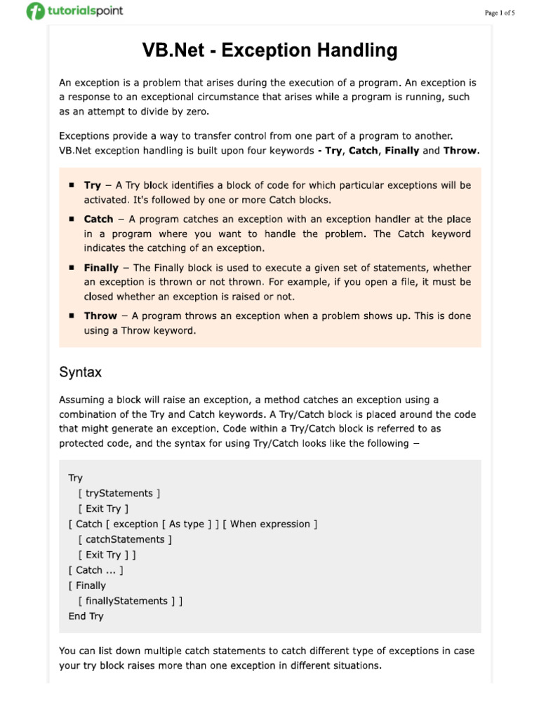 Exceptions - Unit 3 | PDF