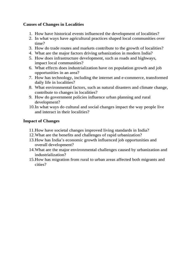 Causes and Impacts of Local Changes | PDF