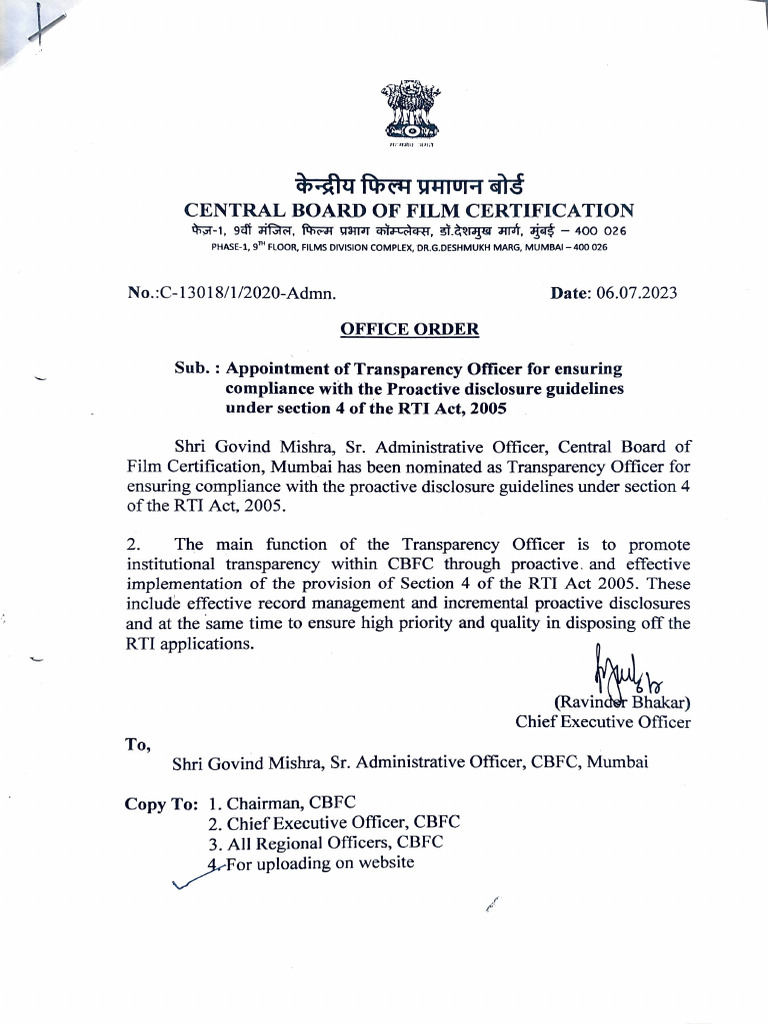 Appointment of Transparency Officer Eng | PDF