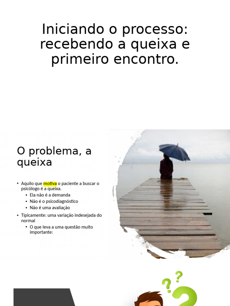 Queixa e Demanda no Primeiro Contato | PDF | Psicologia | Distúrbio mental
