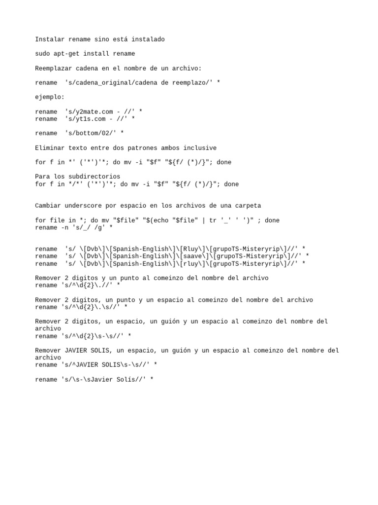 Renombrar archivos y carpetas en Linux | PDF