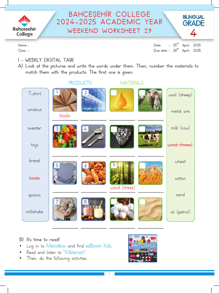 Ade 4 Weekend Worksheets 29 | PDF