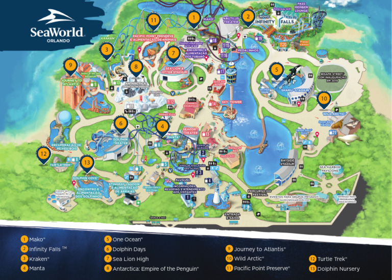 SeaWorld Orlando Attractions Map 2023 | PDF