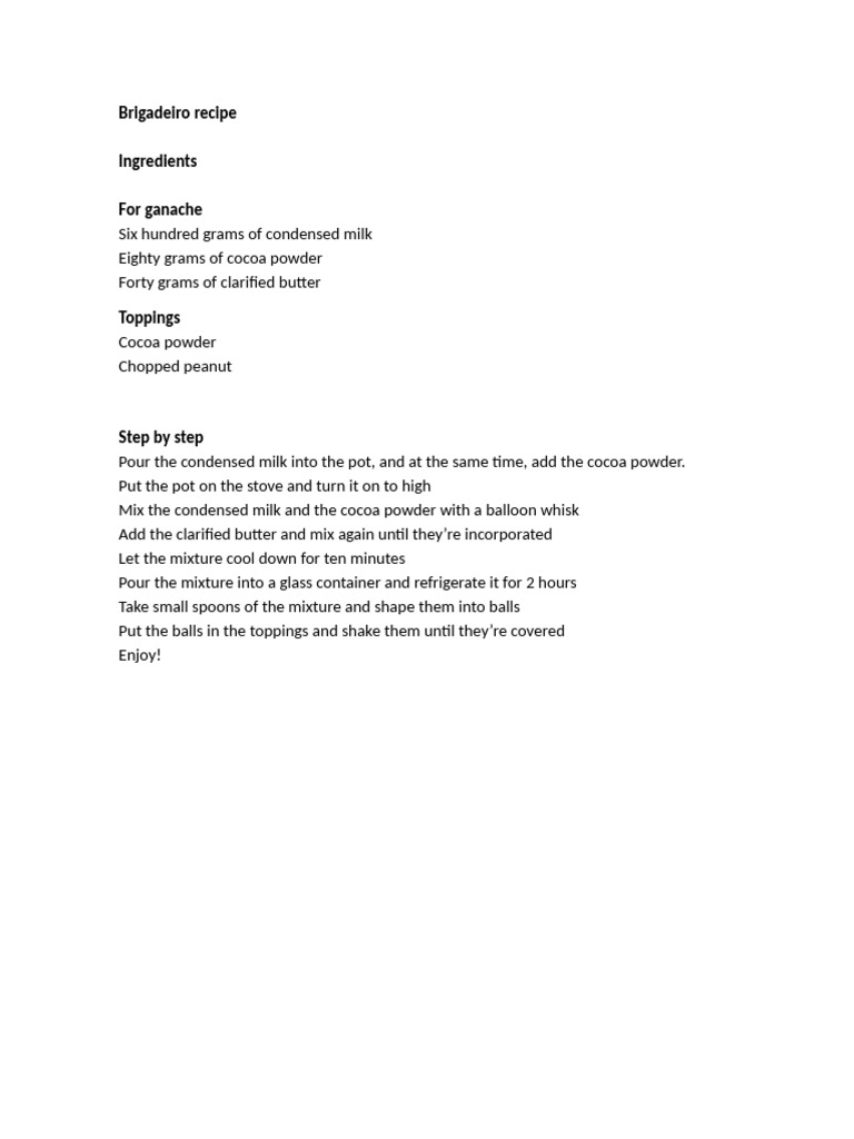 Brigadeiro Recipe Pdf