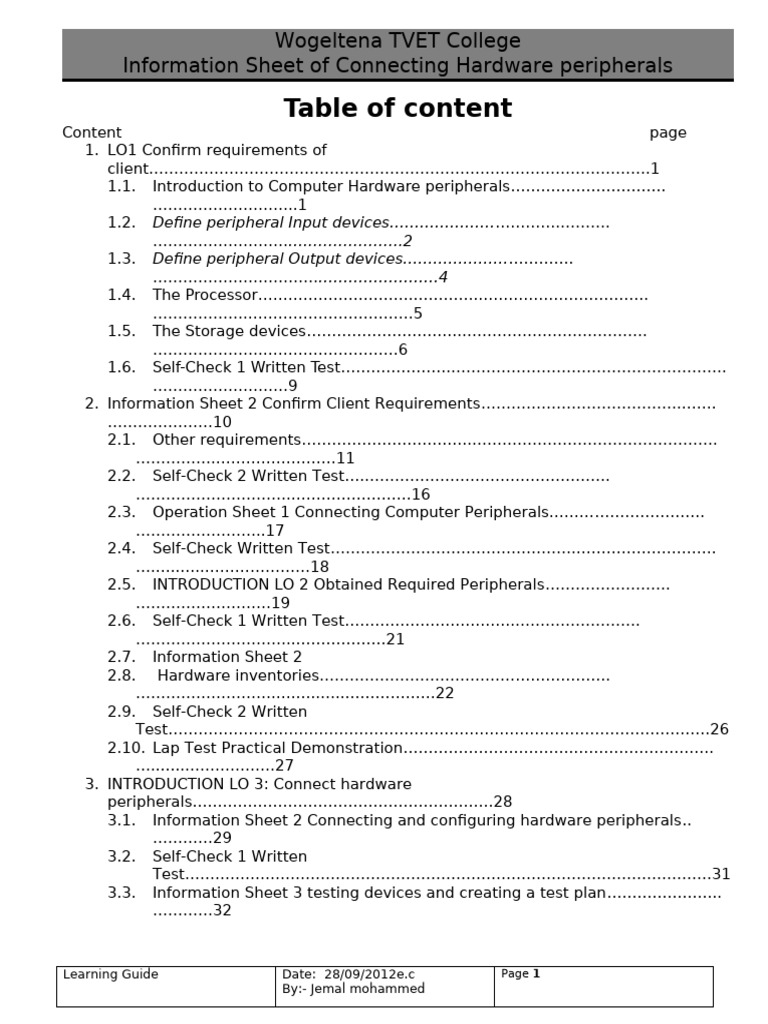 Conecting Hardware Peripherals LO 1 | PDF | Computer Data Storage ...