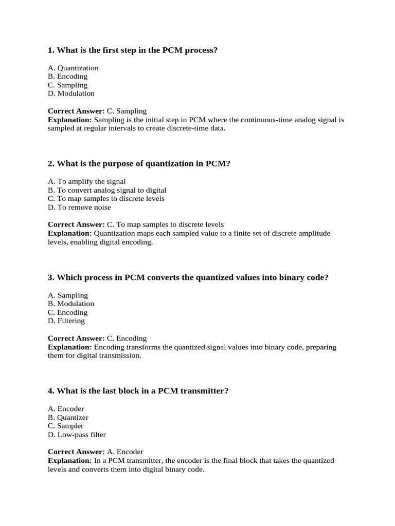 PCM Process: Key Steps and Concepts | PDF | Orthogonal Frequency ...