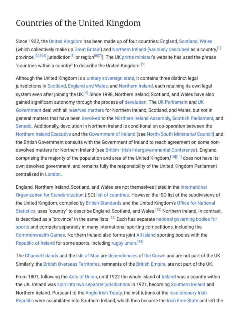 Countries of The Unied Kingdom - Wikipedia | PDF | United Kingdom ...