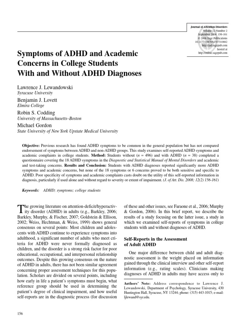 ADHD Symptoms in College Students | PDF | Attention Deficit ...