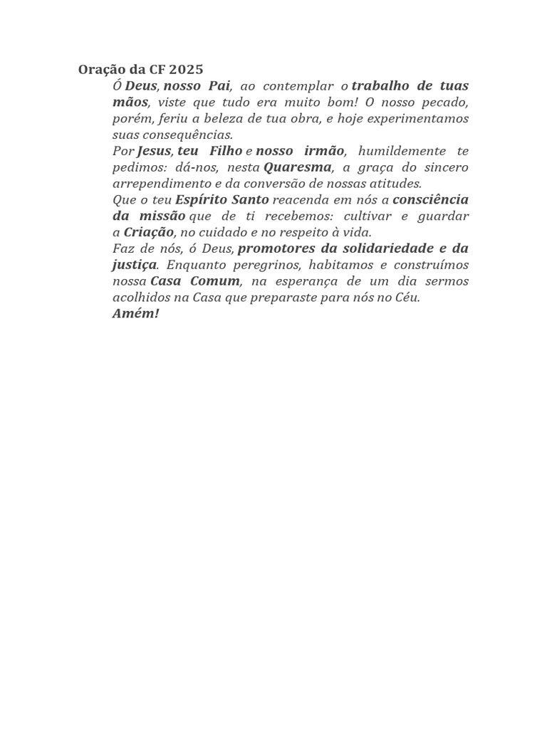 Oração da CF 2025 | PDF